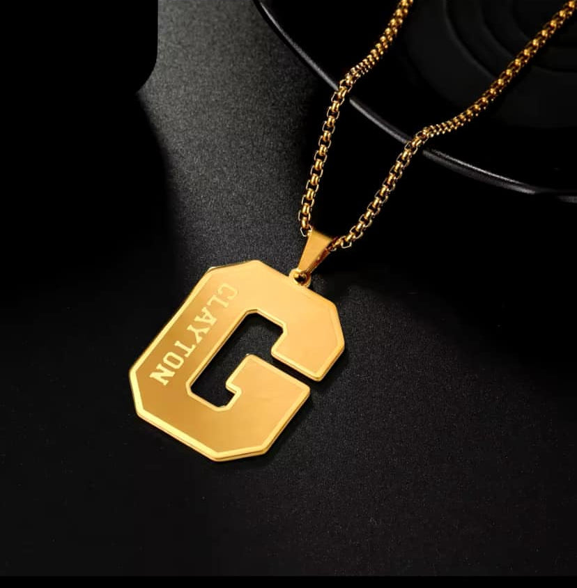 Personalized engraved initial necklace