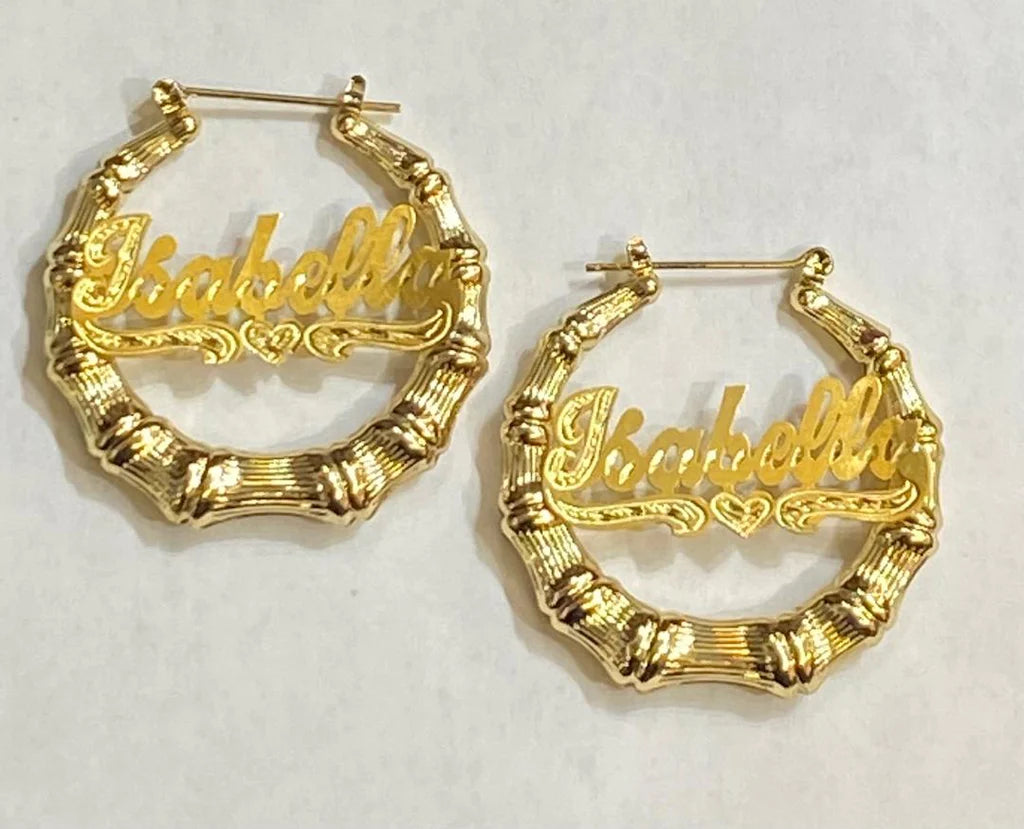 Personalize Name Bamboo Earrings